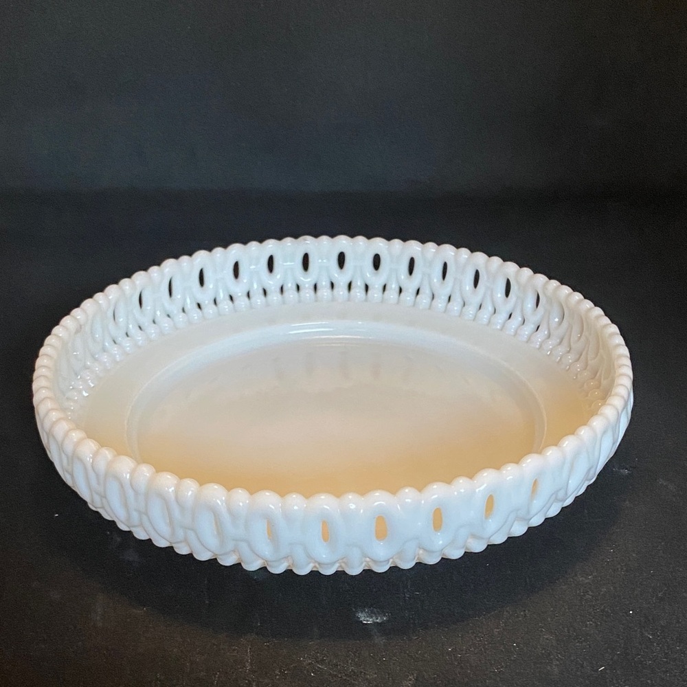 Elegant White Milk Glass Decorative Dish